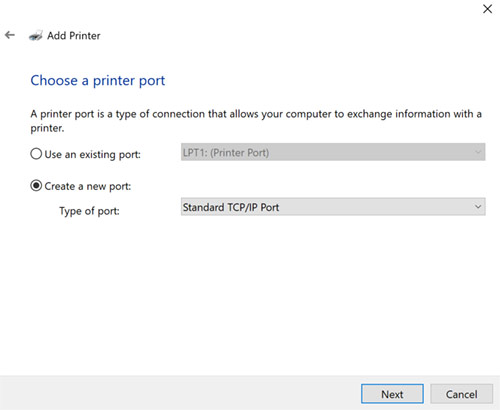 Creating a new port 