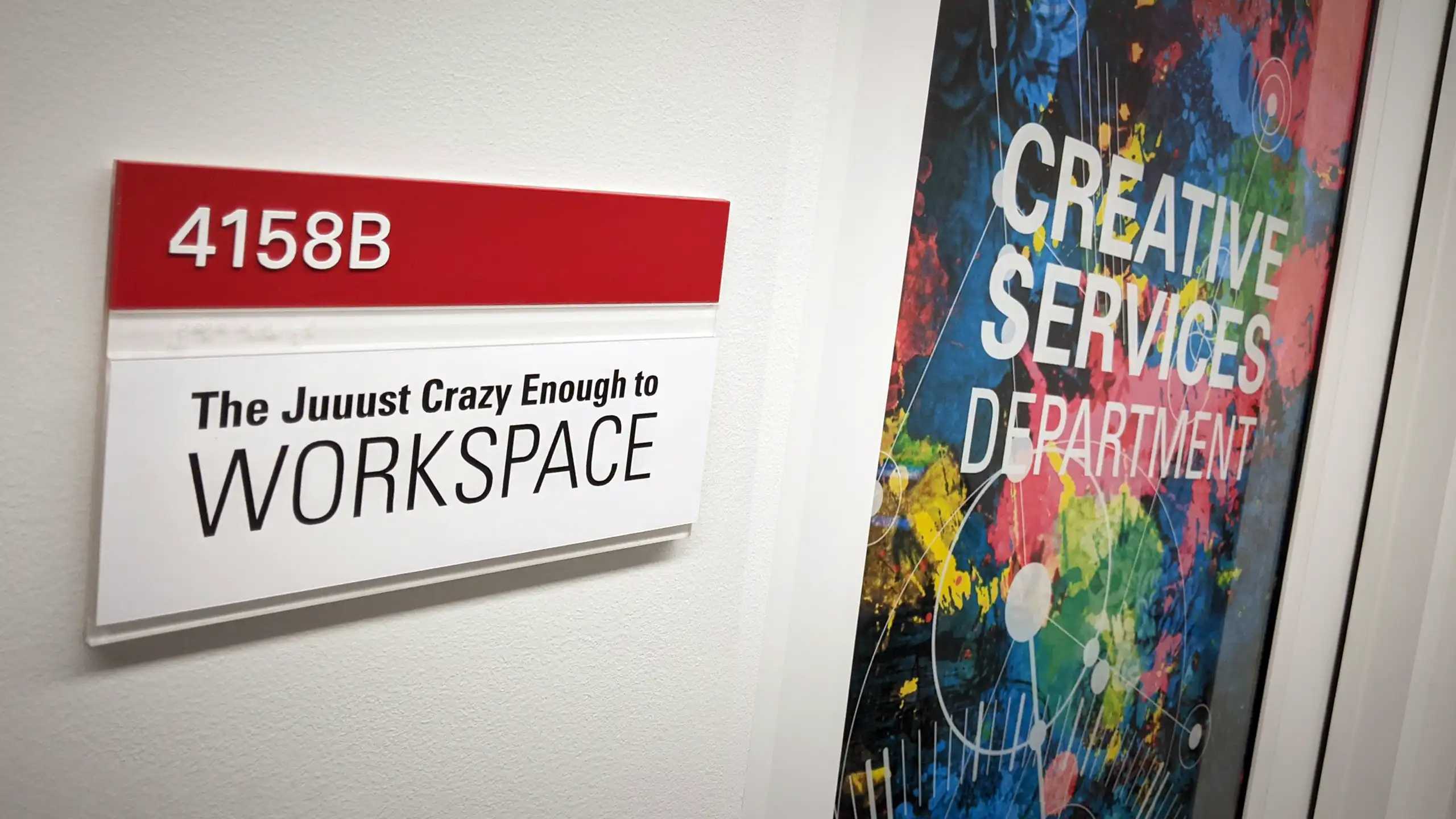 The door of the ISE Creative Services Department where you can request poster printing.