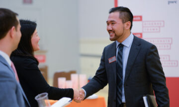 Student shaking hands at Engineering Career Fair